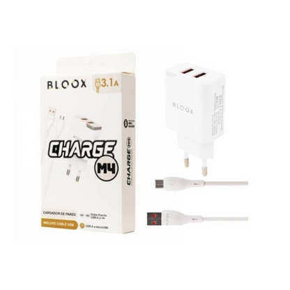 Cargador BLOOX 2 USB 3.1A + Cable microUSB