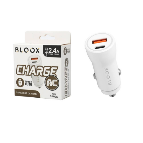 Cargador para auto con entrada USB y Tipo-C BLOOX