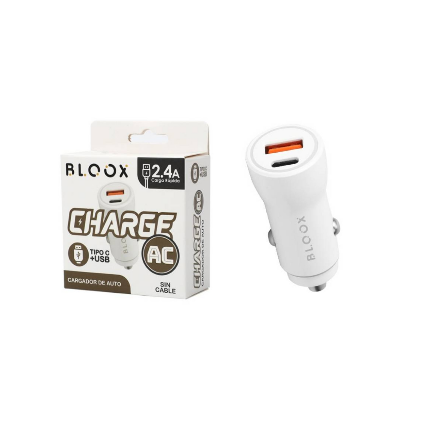 Cargador Auto BLOOX USB y Tipo C