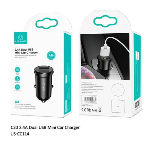 Cargador Auto Mini C20 2 USB USAMS