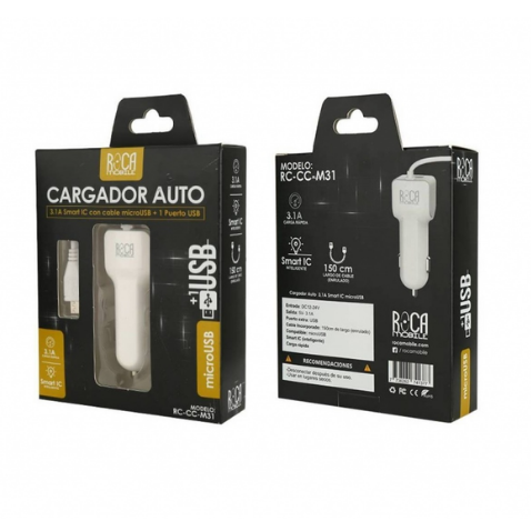 Cargador De Celular Para Auto Roca 3.1 MicroUSB