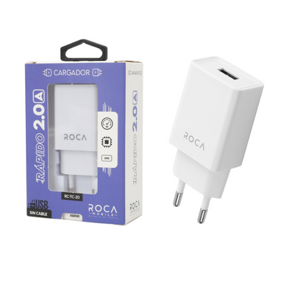 Cargador ROCA 2.0A 1 USB Sin Cable