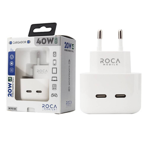 Cargador Rápido ROCA 20W+20W 2 USB C